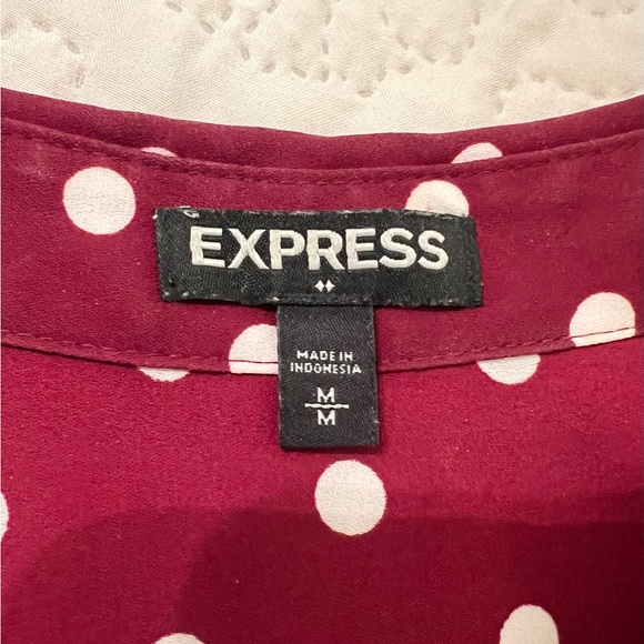 Express Maroon Polka Dot Button Down Shirt - Picture 3 of 5